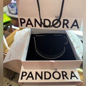 Authentic PANDORA Adjustable Curb Chain Necklace 23.6” in sterling silver